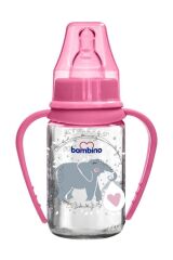 Bambino Kulplu Cam Biberon 125 ml - Pembe