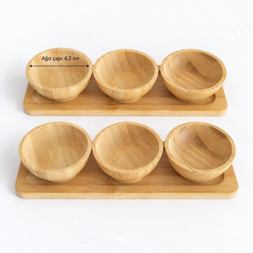 Bambu Üçlü Sosluk (Stantlı) - İkili Set