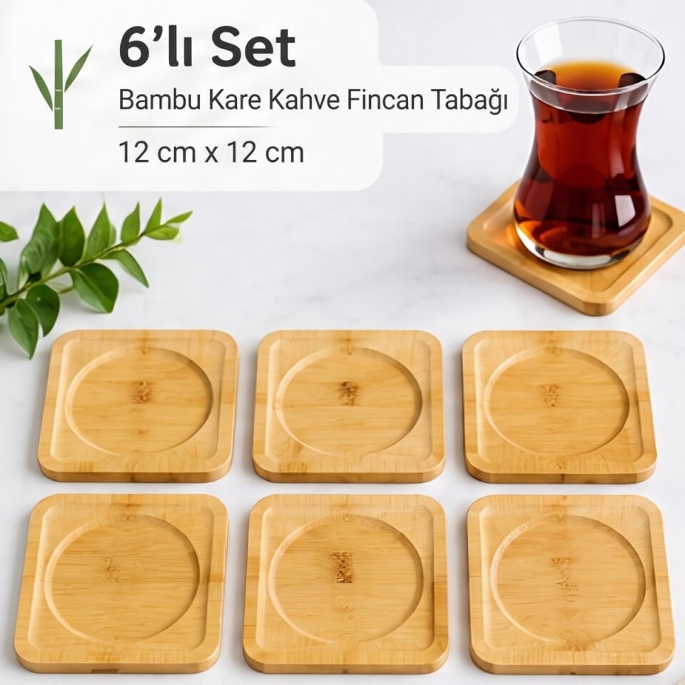 Kare Çay Tabağı Altılı