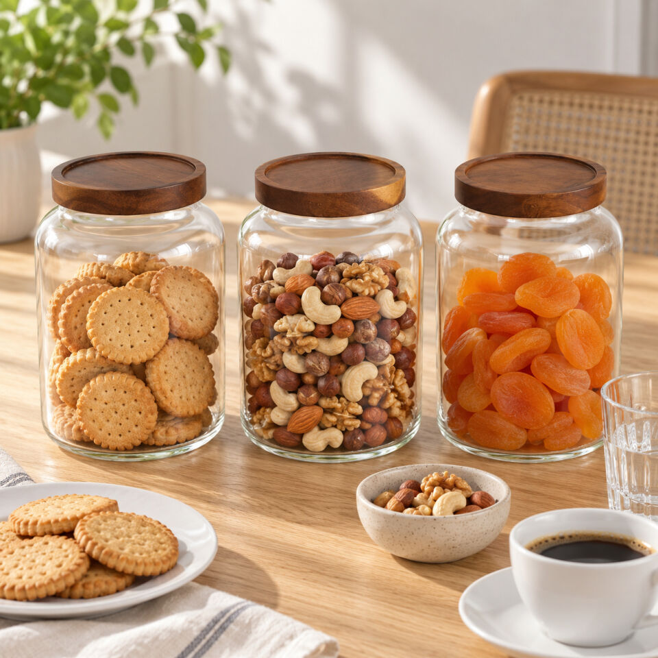 Akasya Kapaklı Cam Kavanoz 2250 ml- Üçlü Set