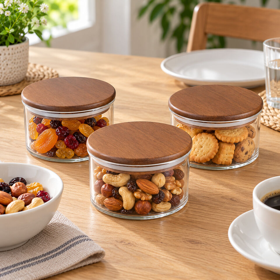 Akasya Kapaklı Cam Kavanoz 450 ml- Üçlü Set