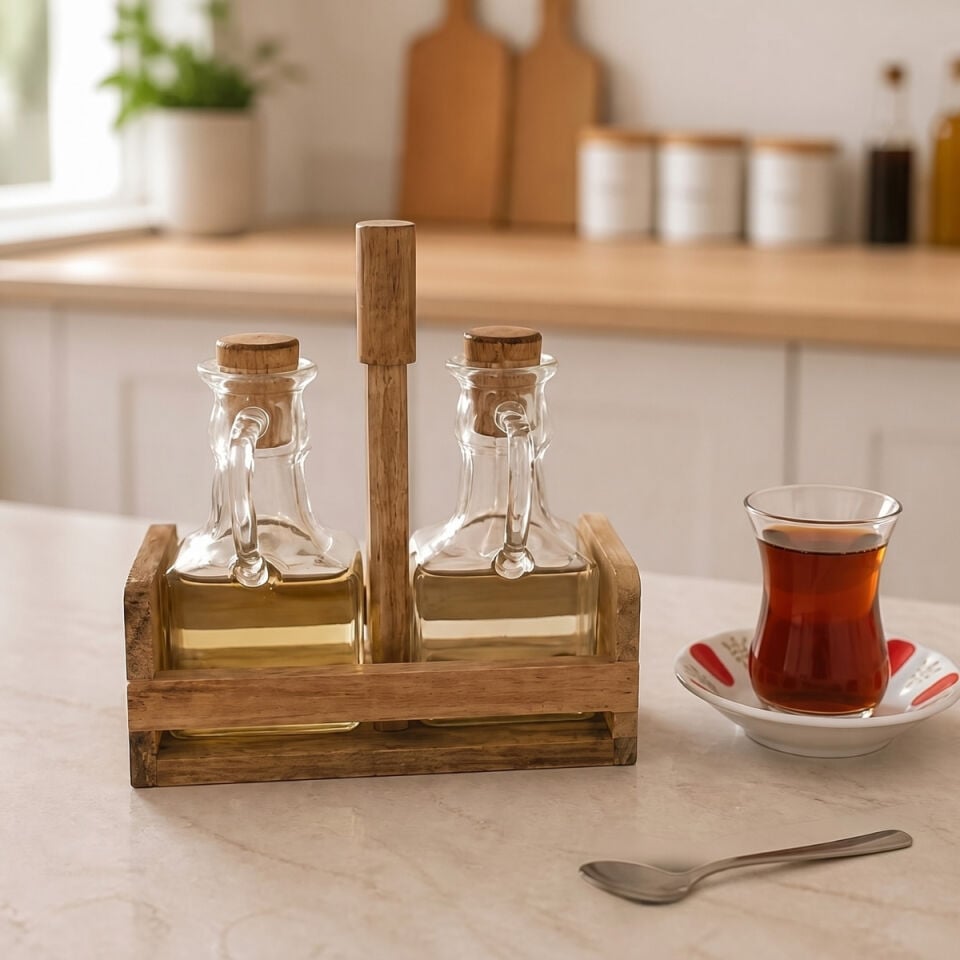 Borosilikat Yağlık Seti 150 ml ( 2 Yağlık + 1Stant)